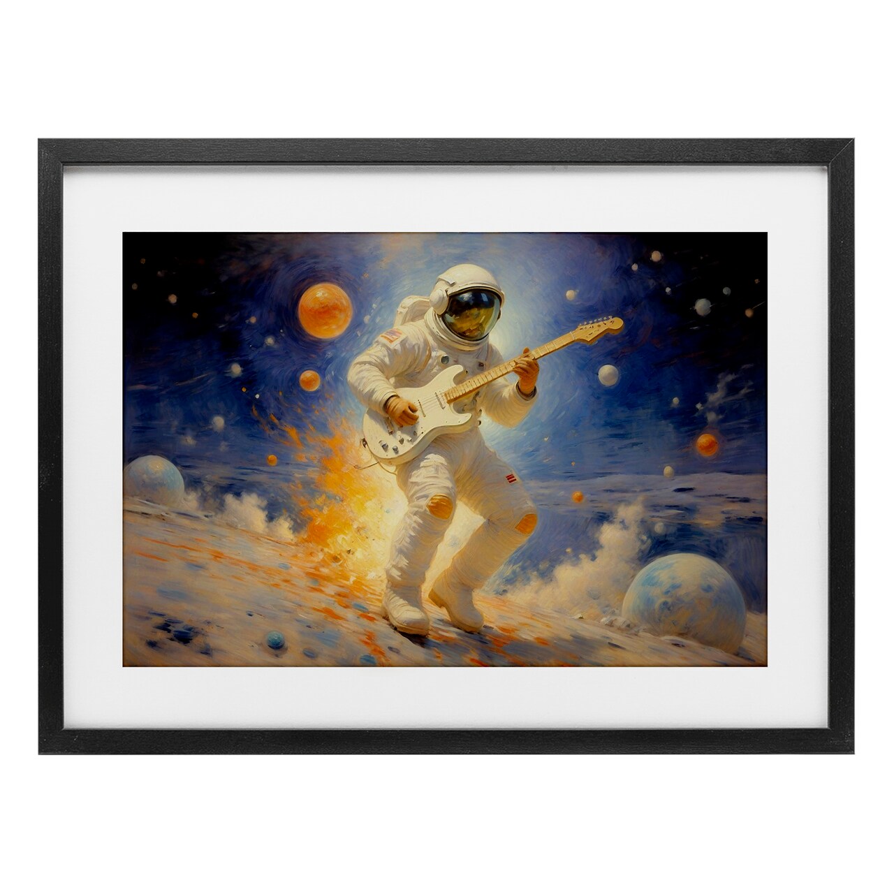 Stupell Industries Space Astronaut Musician Framed Print Under Glass, design by Angie Hawke